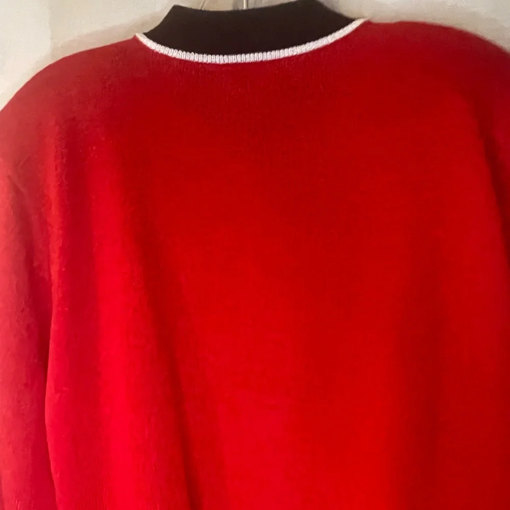 Sam Remo‎ by Laura knits red black cardigan sweater front zip size large vintage
